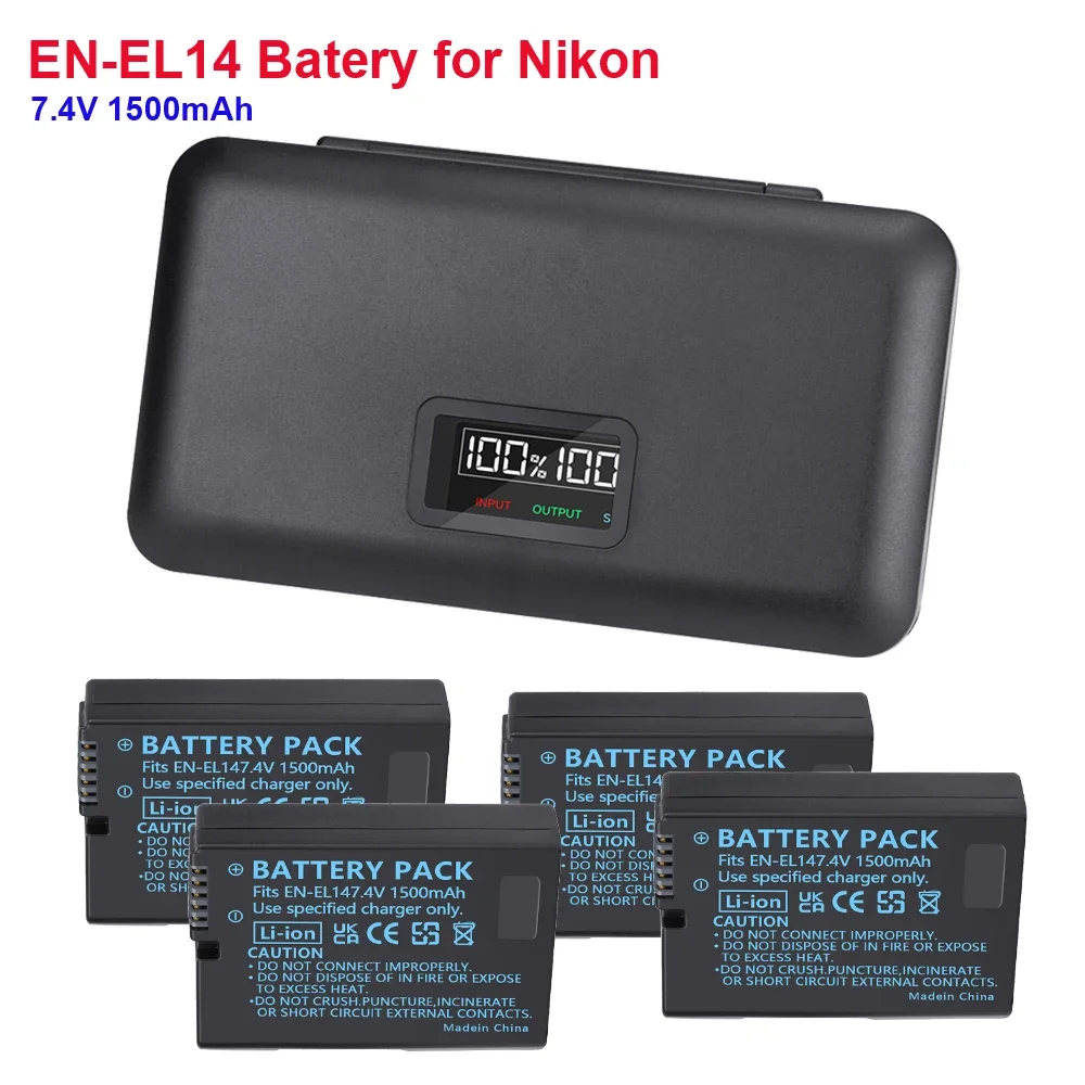 AccuCell-batterij Geschikt Voor Nikon EN-EL14-batterij Geschikt Voor Nikon En El14 Batterij Geschikt Voor Nikon Coolpix D3100 D3200 D5100 P7000 P7100 Gedecodeerd