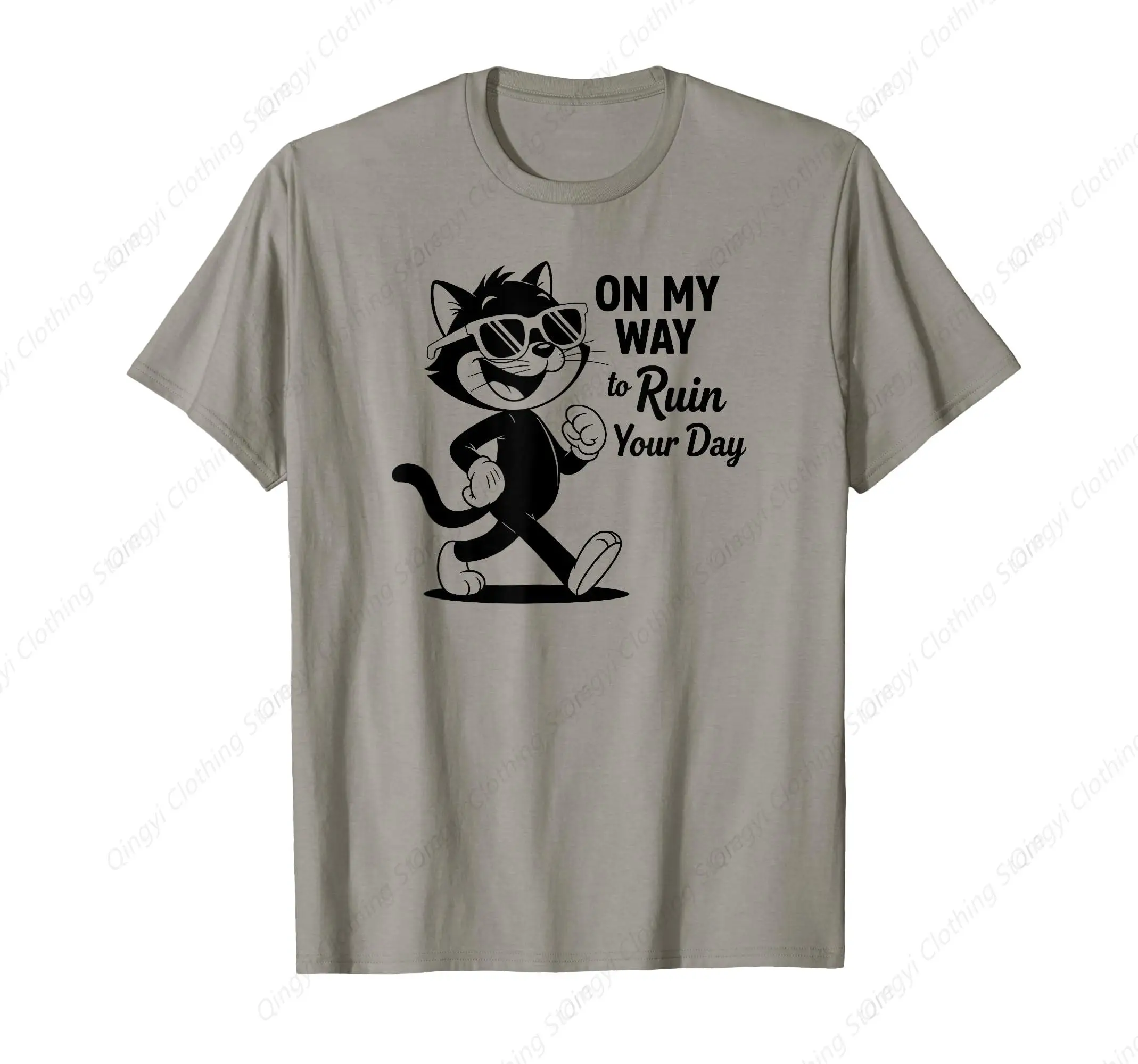 

Черный кот в моем дороге, чтобы разрушить ваш день. Развлекательная забавная футболка