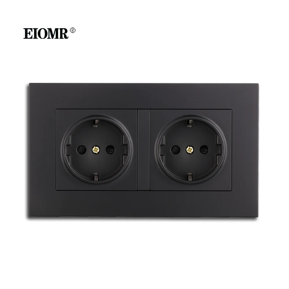 EIOMR EU USB Wall Socket Double Socket 146mm*86mm European Standard Power Socket 5V 2.1A Type C Wall Socket for Phone Charge