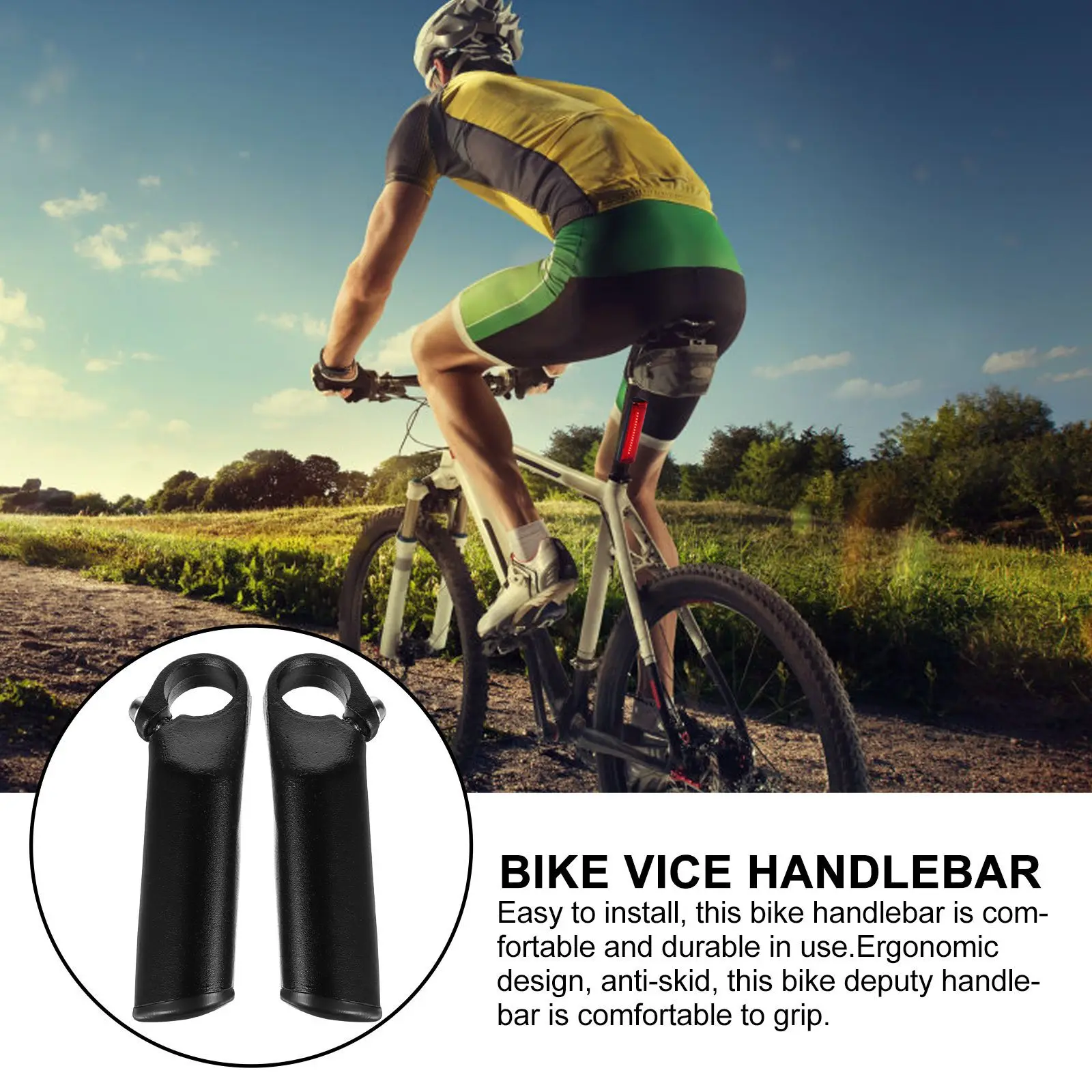 

1Pair Durable Aluminum Alloy Bicycle Deputy Handlebar Ergonomic Anti-Skid Design for Mountain Road Folded Bikes