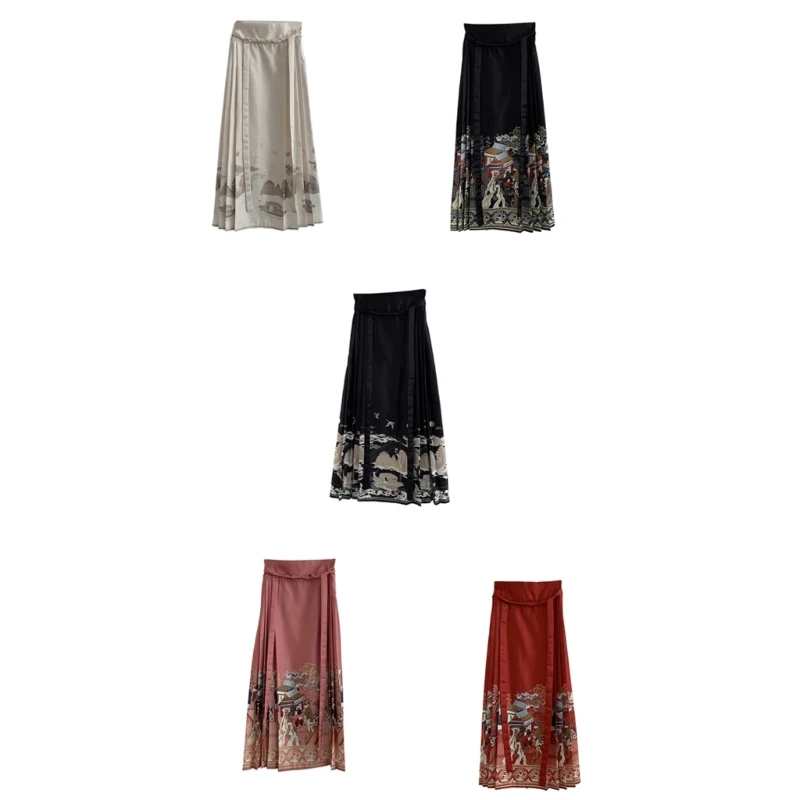 

Chinese Traditional Half Skirt with Rich Chinese Cultural Touch Horse-face Skirt Great for Casual Formal Wear