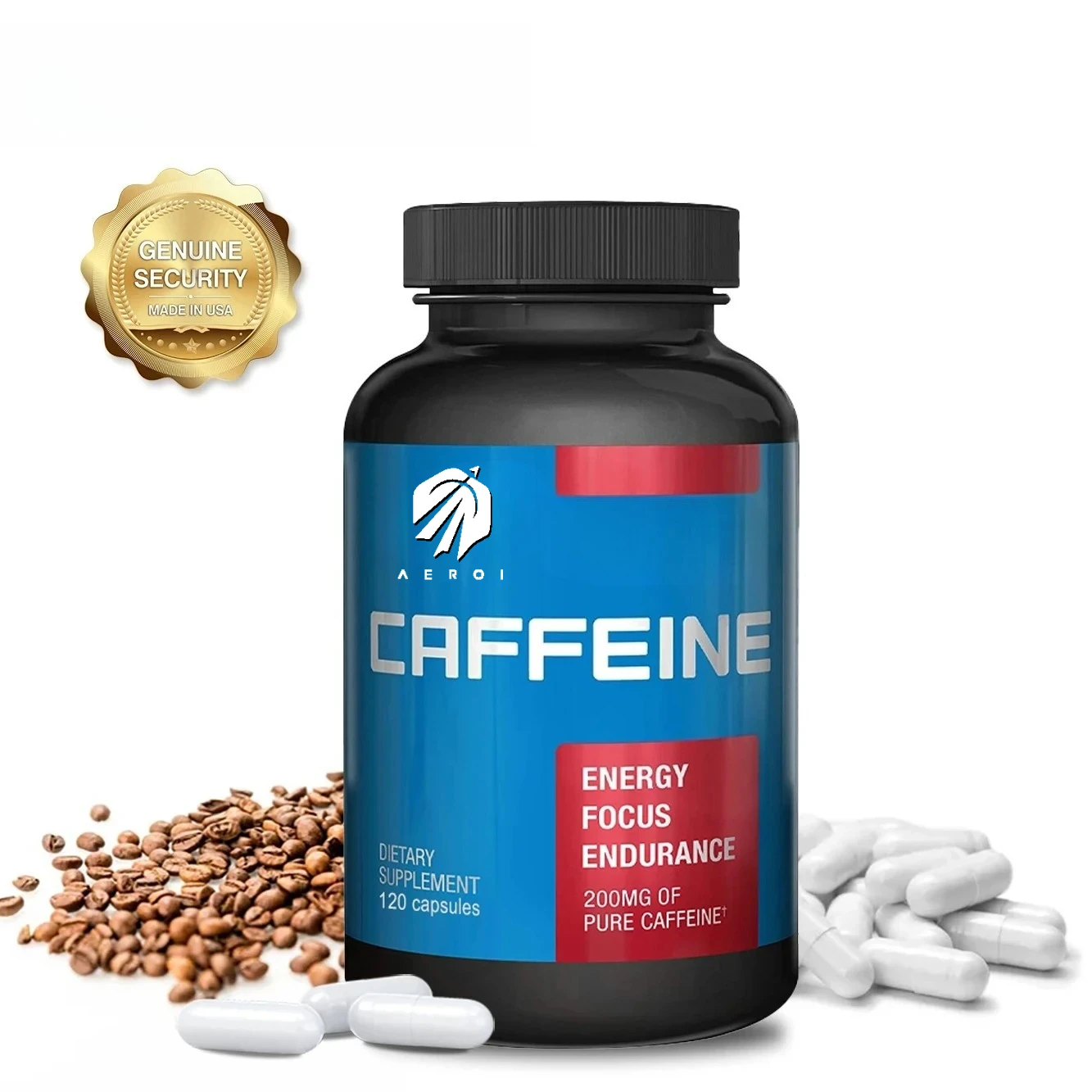 Maximum Potency Caffeine Capsules 200mg, Provide Energy and Focus, Reduce Fatigue, Increase Stamina,