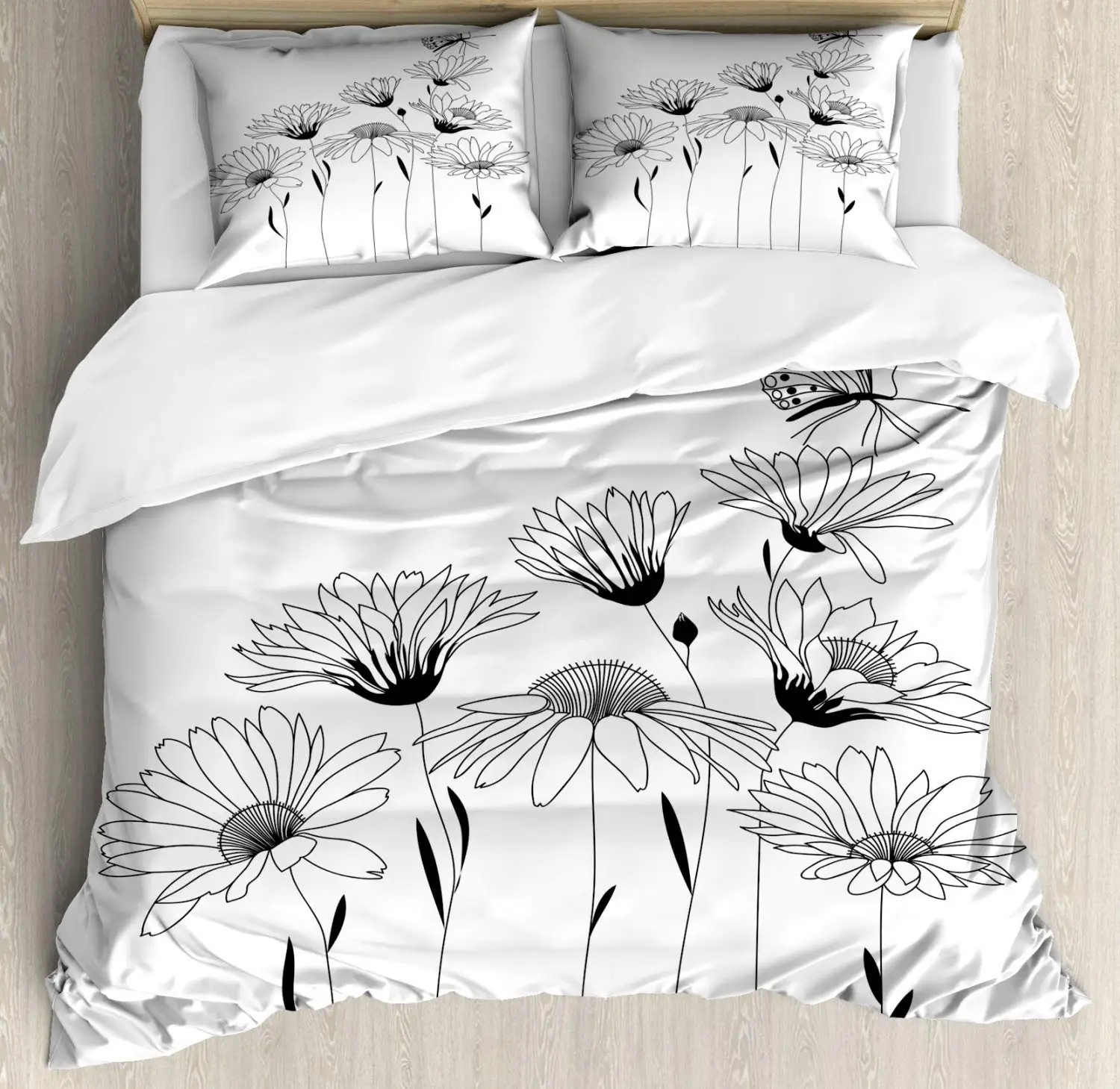 Daisy Floral Duvet Cover Natural Theme Garden Flower Bedding Set For Girls Woman Dorm Room Decor Plant Botanical Comforter Cover