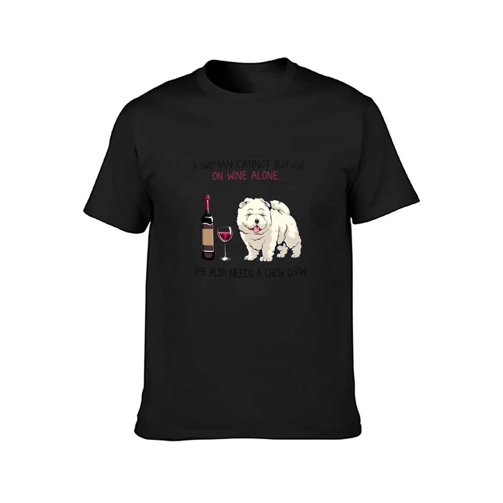 Chow Chow and wine Funny dog T-Shirt shirts graphic tee sports fans mens clothing