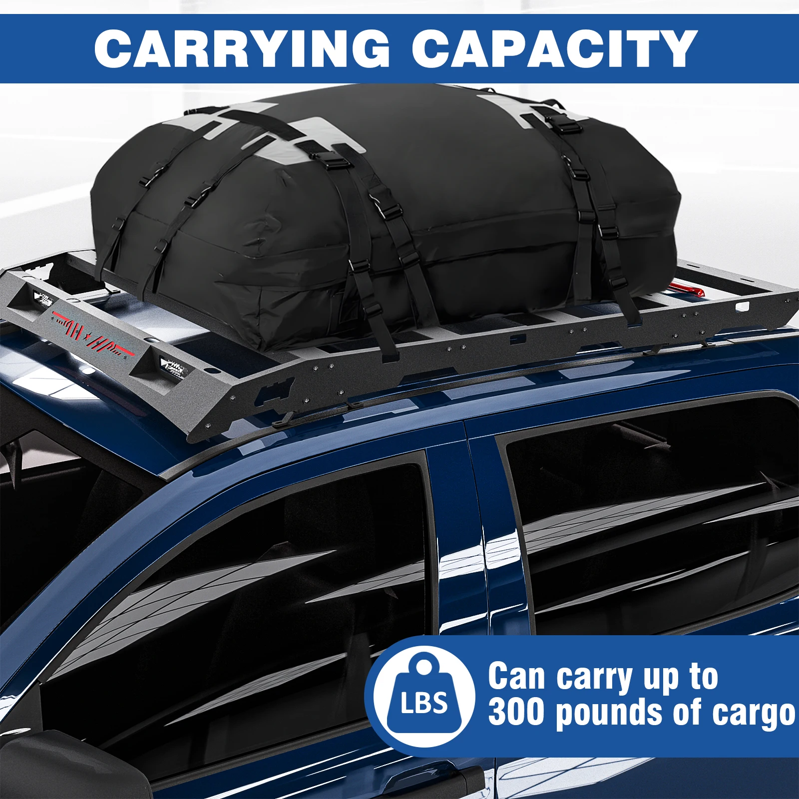 رفوف السقف لسيارة Toyota Tundra CrewMax (طاقم) موديلات الكابينة سلة البضائع/رف الأمتعة إطار قابل للإزالة مع أضواء LED #5