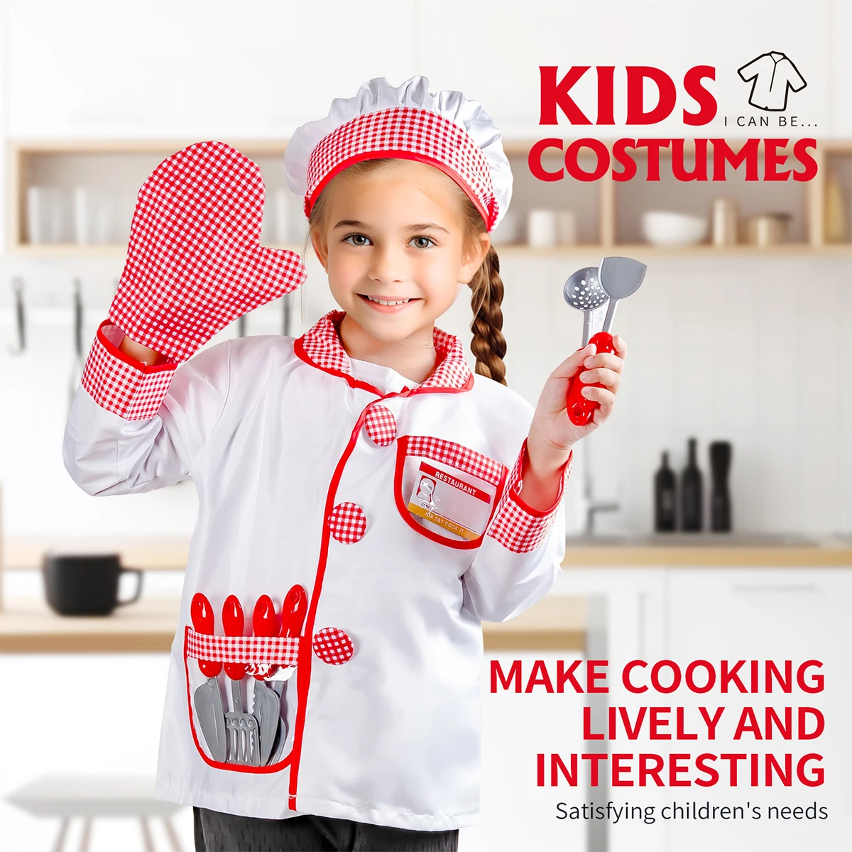 زي الشيف المقلد، مجموعة ألعاب المطبخ للعب الأطفال، زي الشيف للعب الأدوار
