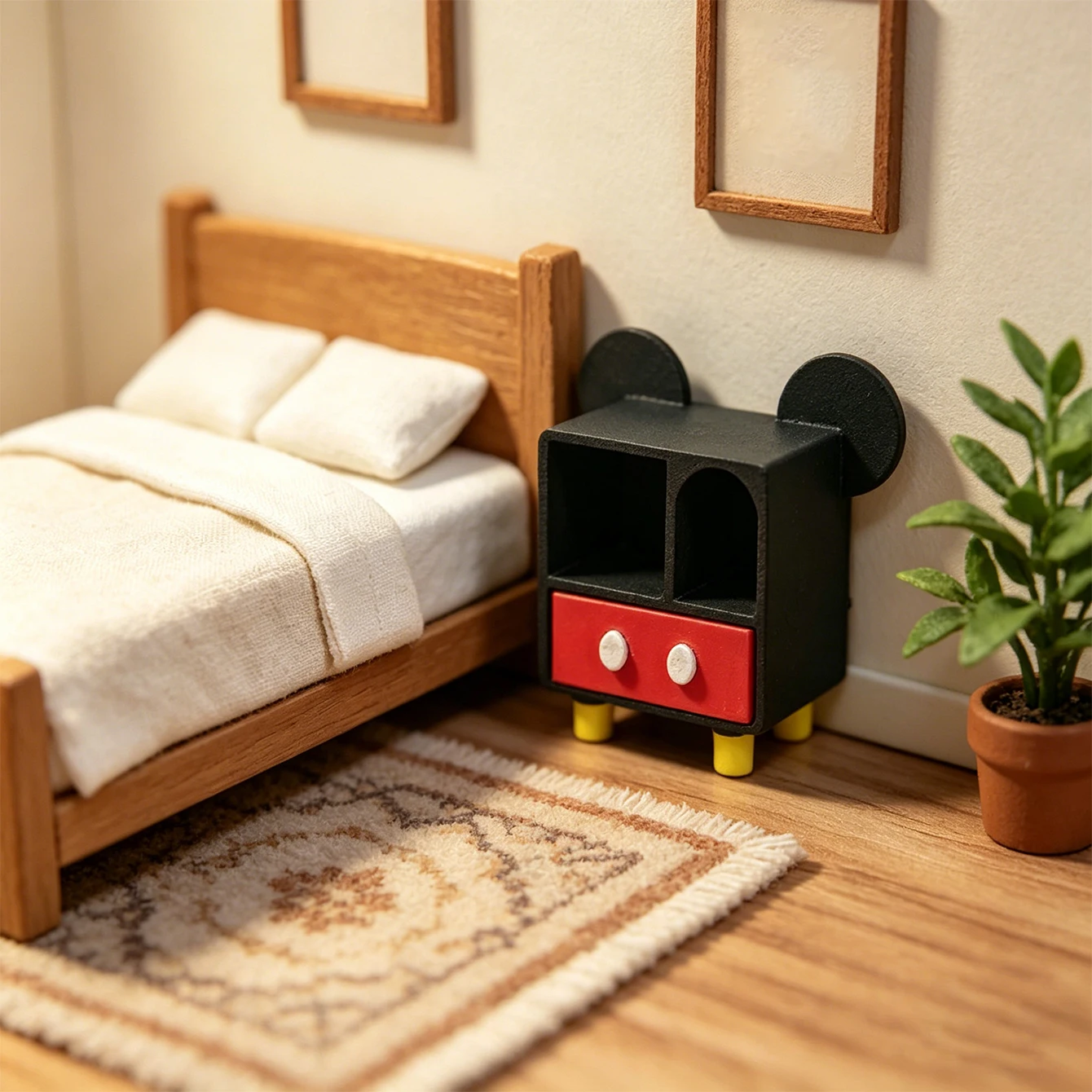 Dollhouse bedside table set: mini furniture bedroom scene accessories, dresser bedside table