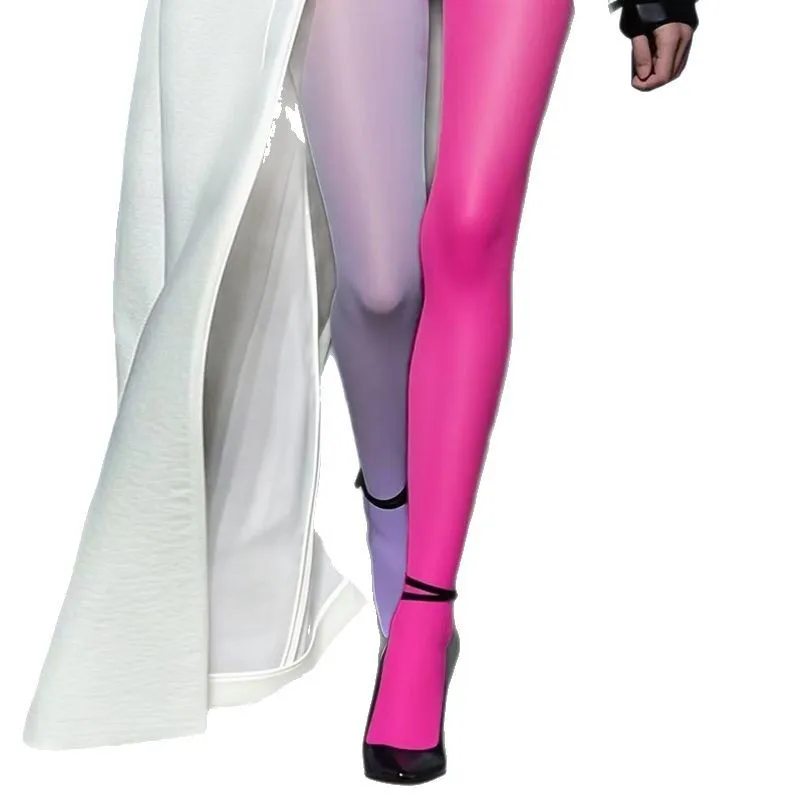 

Velvet AB Contrasting Color Dopamine Wear with Spring and Autumn Colorful Women's Pantyhose Contrasting Color Aesthetic