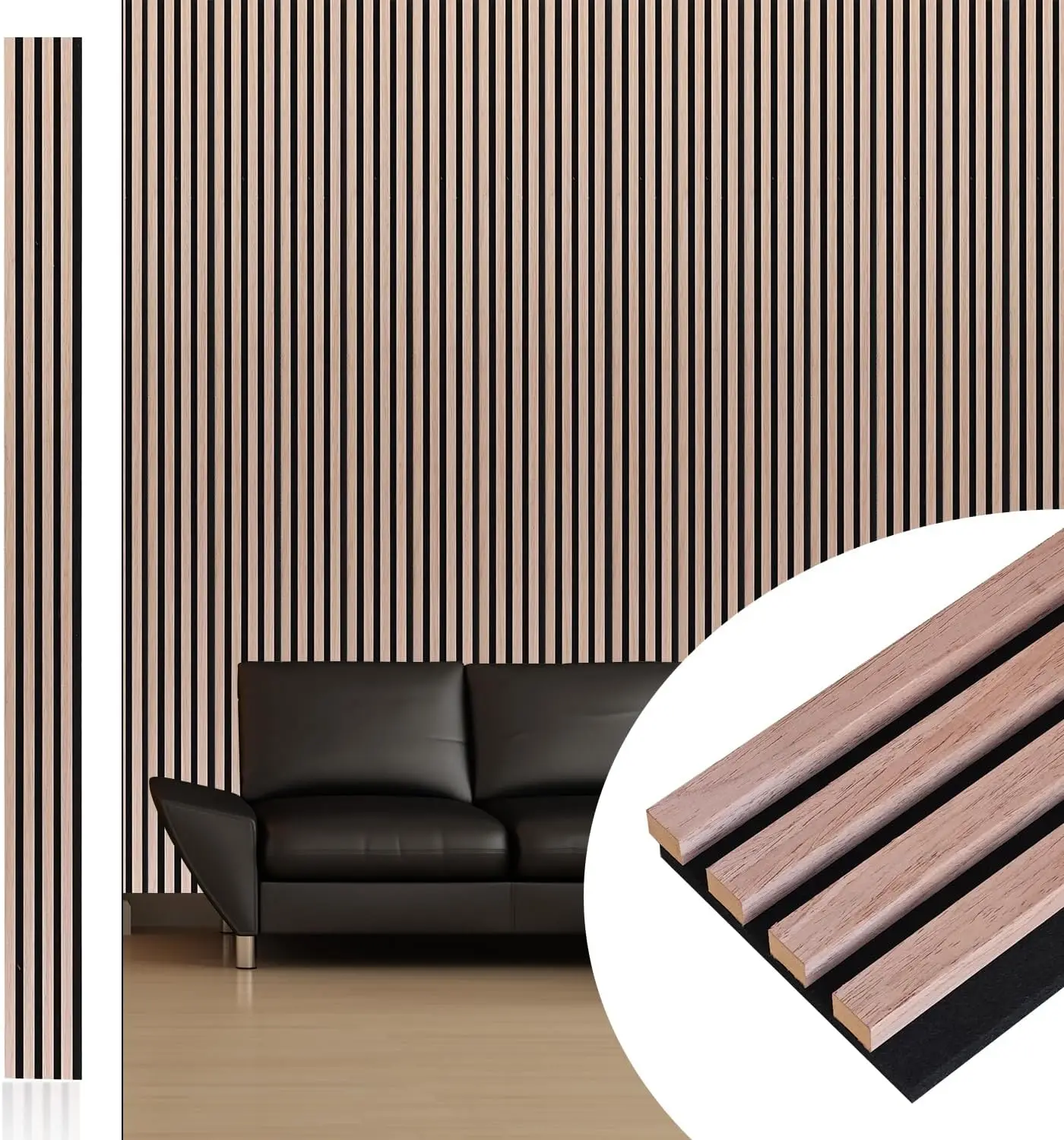 

9 Feet Acoustic Slat Wall Panels for Interior Wall Decor and Noise Reduction, Decorative Slat Wall Paneling, 4-Piece