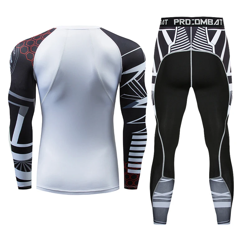 Men\'s quick dry Sport long sleeve Compression Suit Running Set pants Workout Gym Clothing Sportswear Training Fitness Tracksuit