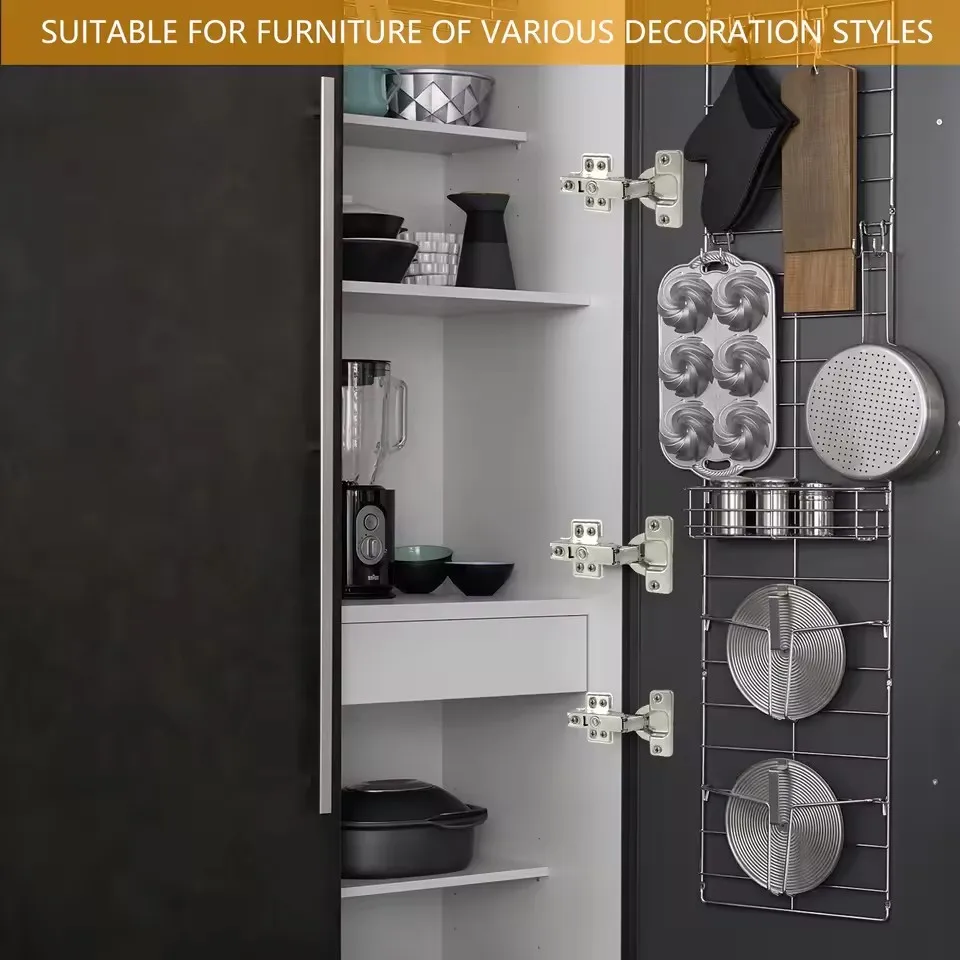 Bisagras hidráulicas de acero inoxidable para puerta de armario, amortiguador, cierre suave y silencioso para todos los muebles de armario de cocina, 1/10 Uds.