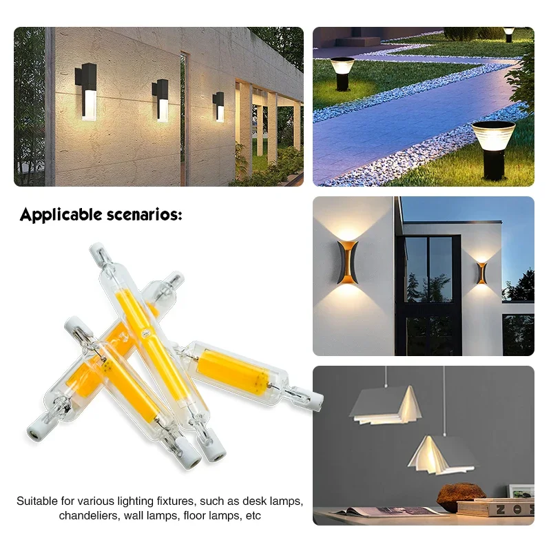 Bombilla de tubo LED COB de cristal R7S, lámpara de maíz de alta potencia J78 J118, reemplazo de lámpara halógena, 5W, 10W, 20W, 78MM, 118MM, 110V, 6 unidades por lote