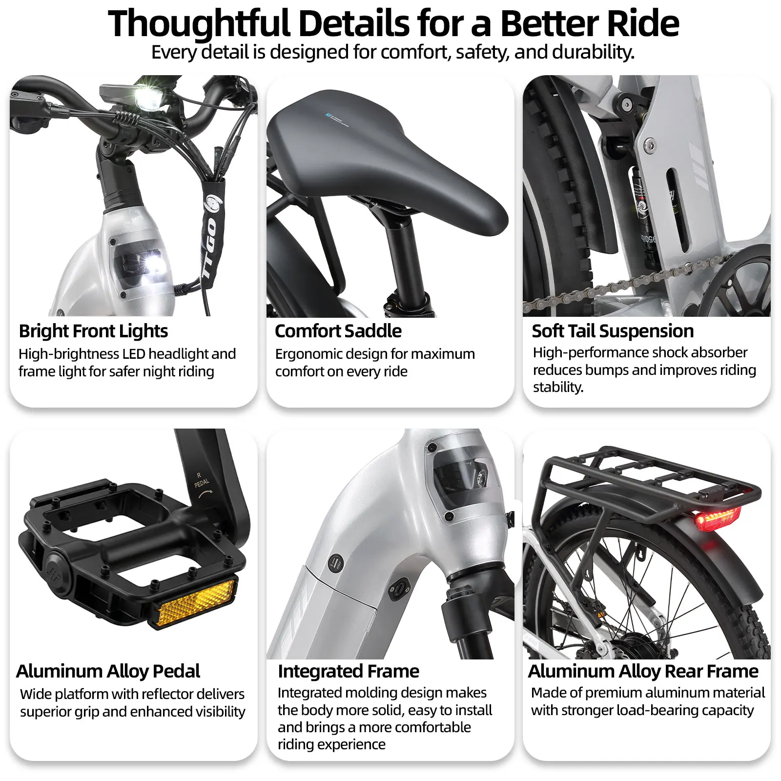 Bicicleta eléctrica Ttgo E-Suvo 48V15Ah para adultos, con neumáticos de 27,5 x 2,4 pulgadas, cuadro de aleación de aluminio, 7 modos de asistencia, autonomía de 90 a 120 km, motor sin escobillas, batería de litio, frenos de disco hidráulicos, apta para todo tipo de terrenos, carretera, nieve y uso diario. Envío gratuito.