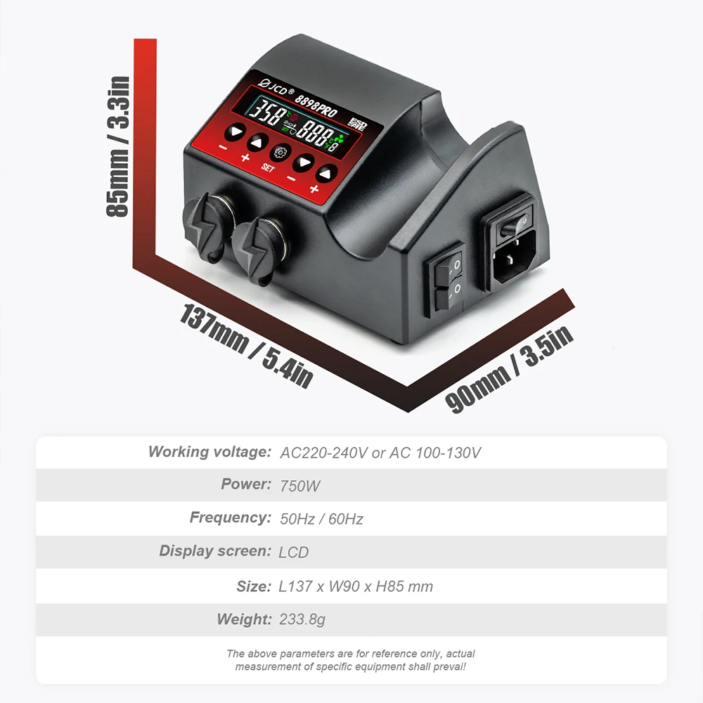 Паяльная станция JCD 8898Pro 2-в-1, ЖК-дисплей, 750 Вт, регулировка температуры и потока воздуха