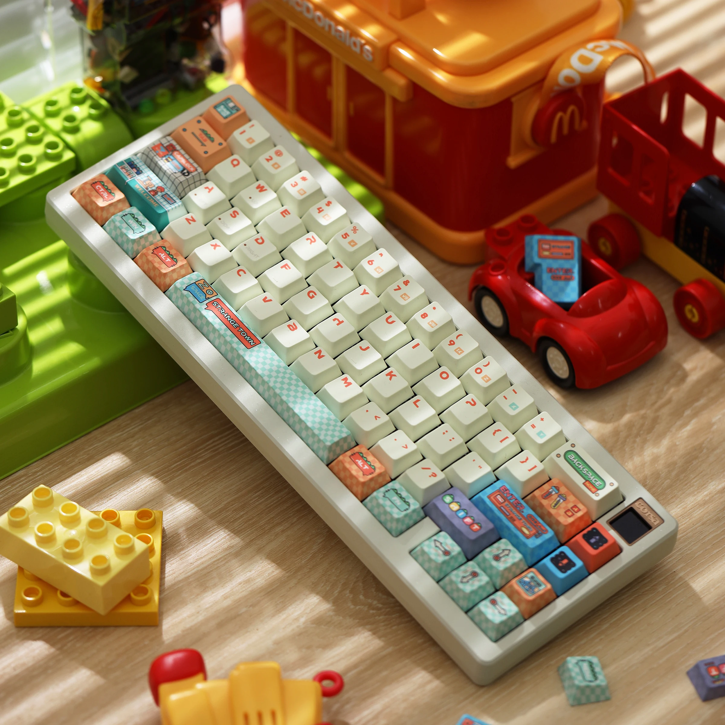 Weird Town Theme Keycap 140 Keys Cherry Pbt Full Five-Sided Sublimation Micro Retro Cartoon Keycaps