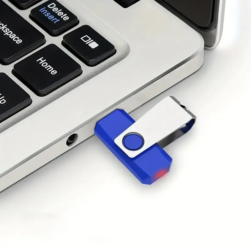 Free Custom Laser Engraving LOGO Silver Metal Clip Blue USB2.0 High-speed Flash Drive 4GB 8GB 16GB 32GB 64GB 128GB