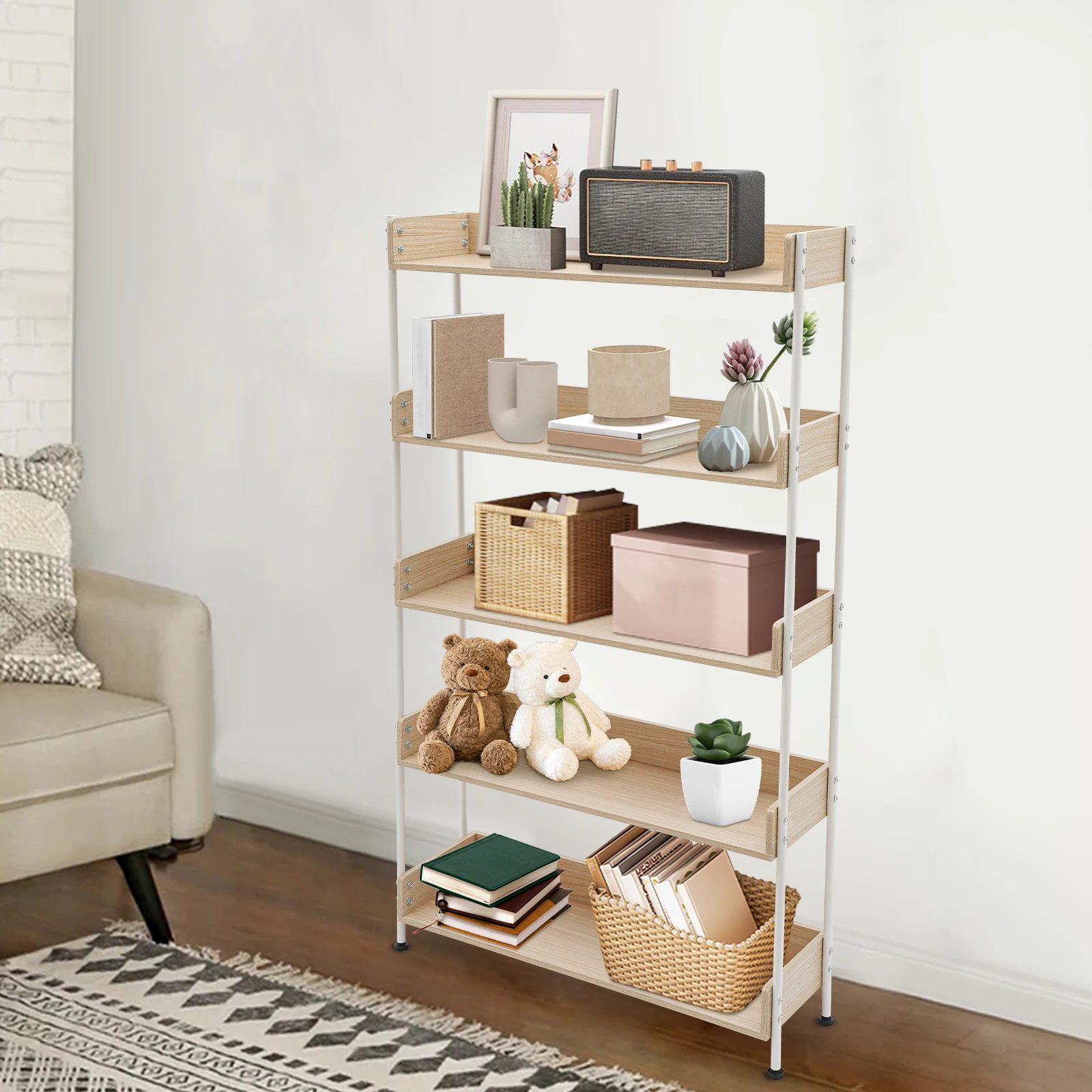 5-Tier Book Shelf with Oak Pan - Office Furniture For Sale 评论和价格