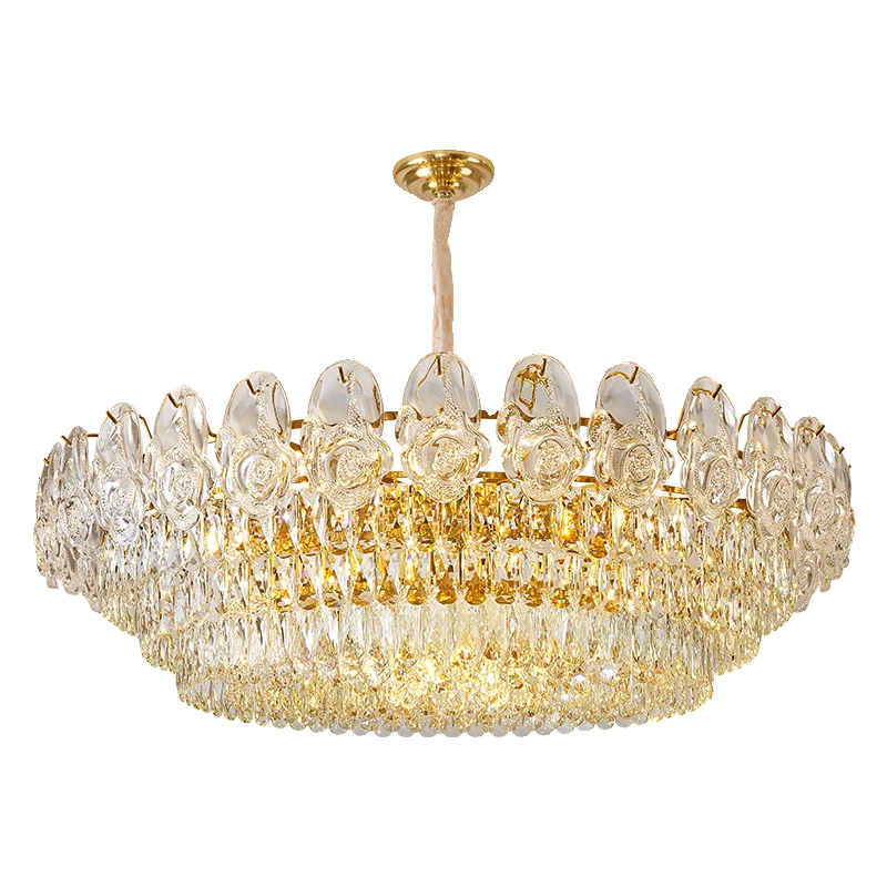 Lustre de cristal luxuoso para sala de estar e jantar, luz francesa, rosa criativa para quarto, lâmpada de personalidade elegante, vermelho líquido, novo, 2024