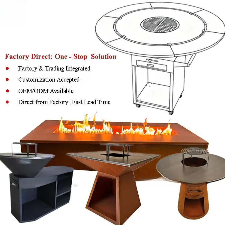 Weather Resistant Steel Various Sizes Available Bbq Pit Fire for Outdoor Party Manufacturer Direct Sale