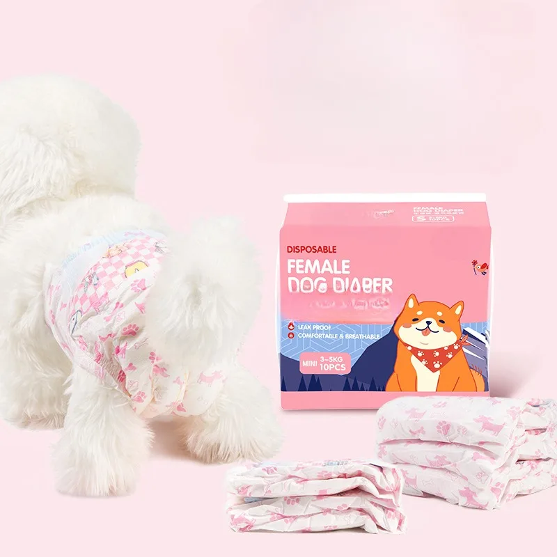10PCS/pack Super Absorption Dog Diapers Pet Female Physiological Pants Dog Disposable Leakproof Nappies Puppy Sanitary Pants