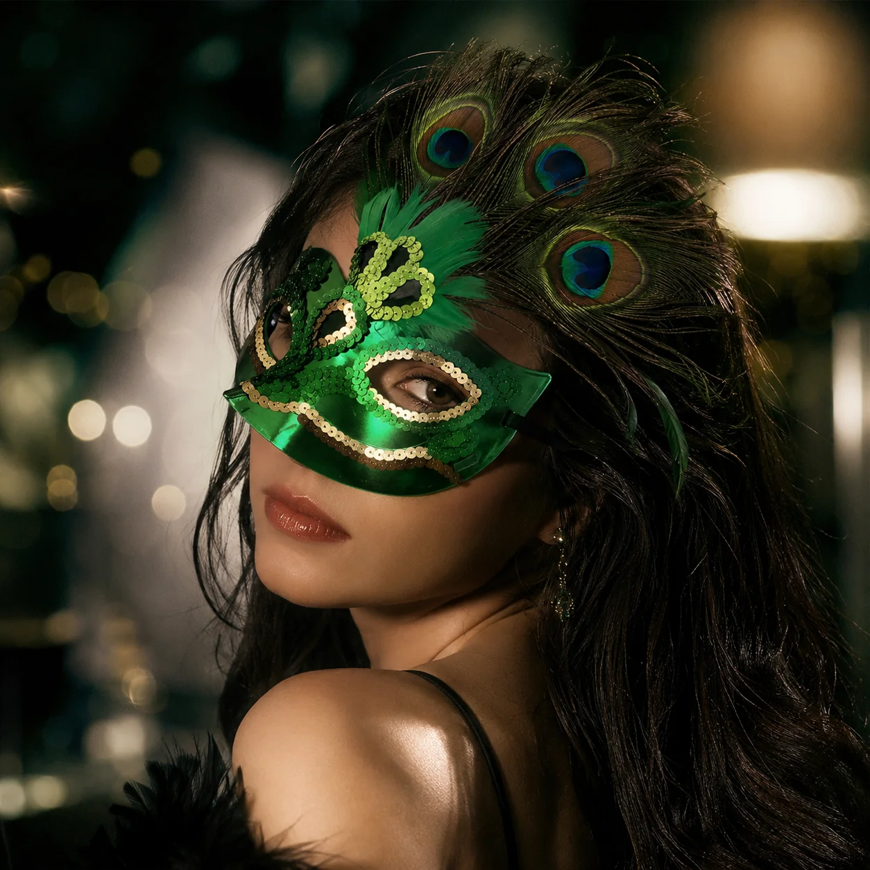 Nightclub Party Supplies Peacock Feather Mask Hollow Out Makeup Carnival Mask Plastic Venice Masquerade Masks Costume