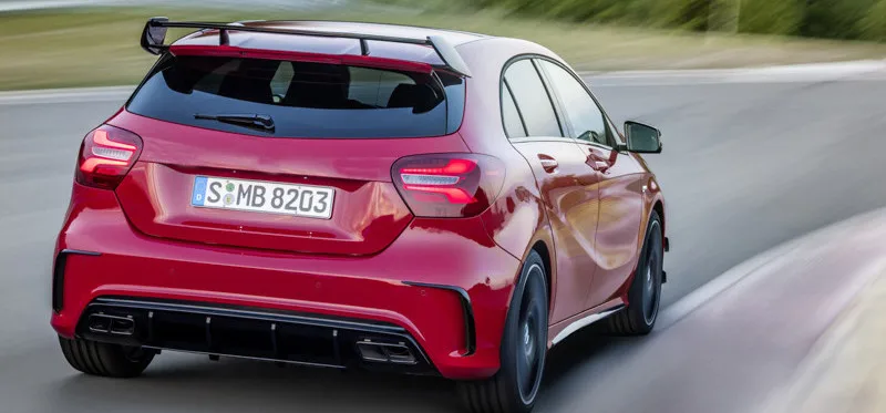 Heckstoßstangenverkleidung Lip Spoiler Splitter Fender Canards Vents Fins für Mercedes Benz W176 A200 A250 A45 AMG Fließheck 2013–2018 – Detail 2
