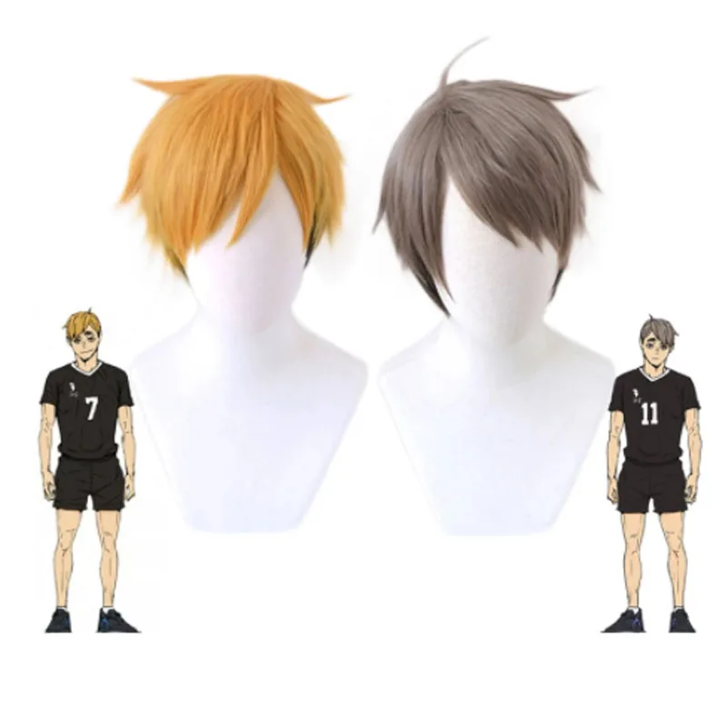 Inarizaki High No.7 Atsumu Miya Yellow No.11 Osamu Miya Blown Cosplay Wigs Short To the Top Carnival Party Wig Men Women