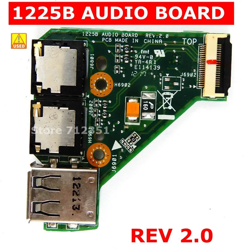 Used 1225B AUDIO BOARD REV 2.0 For ASUS EeePC 1225 1225B 1225C Laptop Audio USB IO Board Interface Board