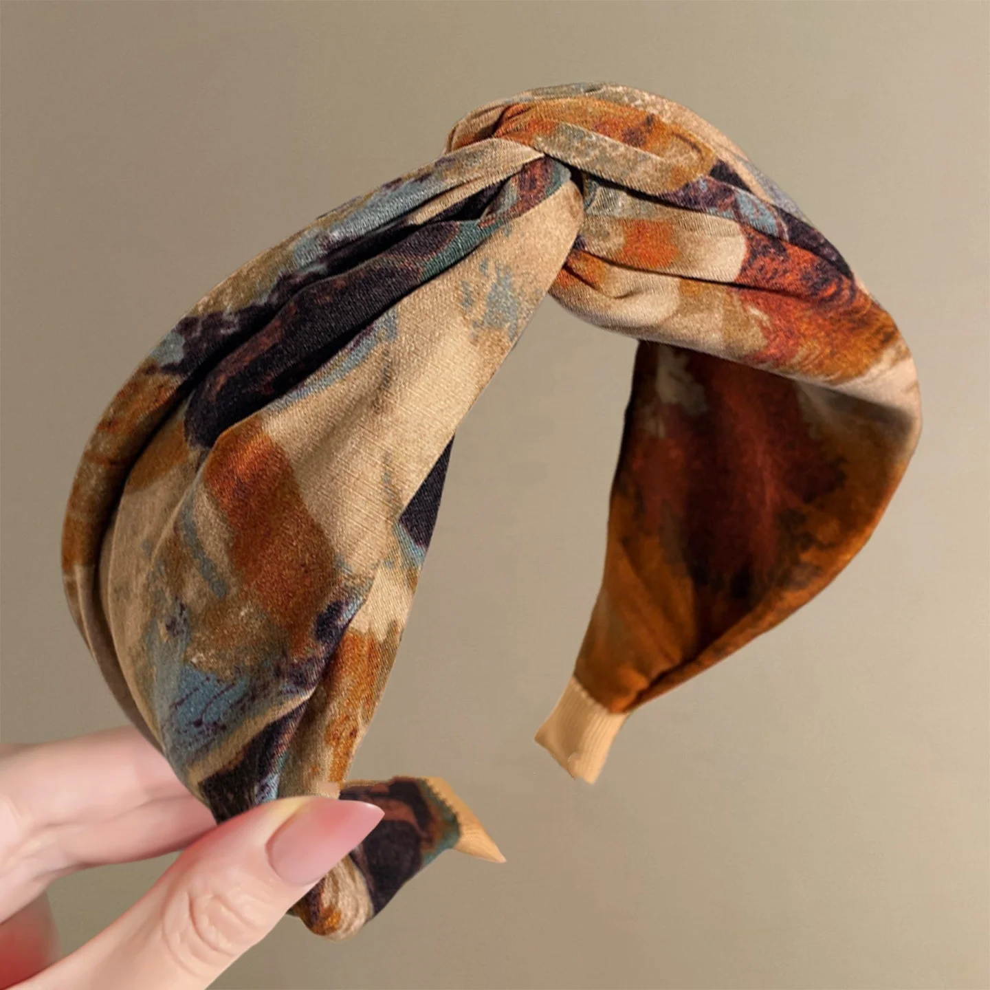 

1 шт., женская ретро-повязка на голову из ткани с эффектом тай-дай, широкая заколка для волос, простой и элегантный дизайн, аксессуар для волос.