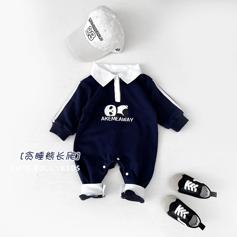 

Jenny&Dave Infants and young children 2023 Spring and Autumn Cartoon Little Panda One Piece Romper Boys' Spring Outwear Long Sle