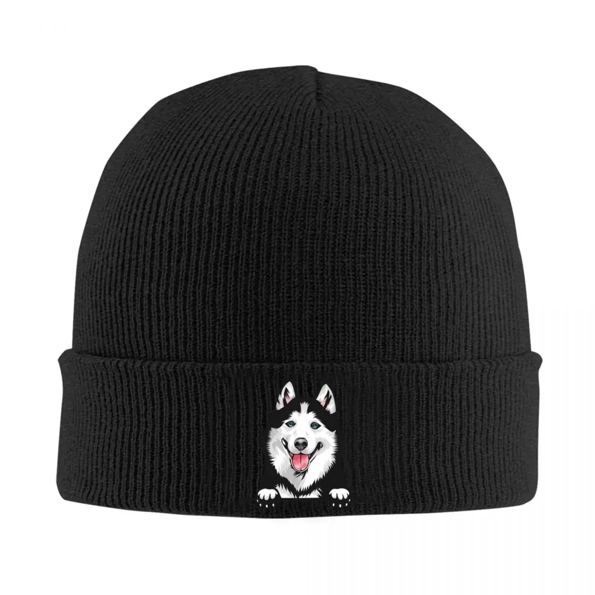 Custom Siberian Husky Skullies Beanies Caps Unisex Winter Warm Knit Hat Men Women Adult Alaskan Dog Bonnet Hats Outdoor Ski Cap