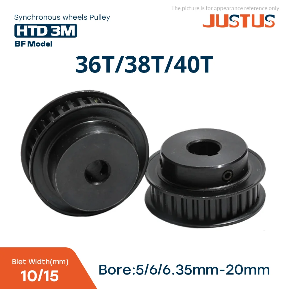 HTD 3M 36-40 Teeth Black Steel Synchronous Wheels Bore 5-20mm  Keyway Bore 3x1.4/4x1.8/5x2.3/6x2.8mm Timing Belt Width 10/15mm