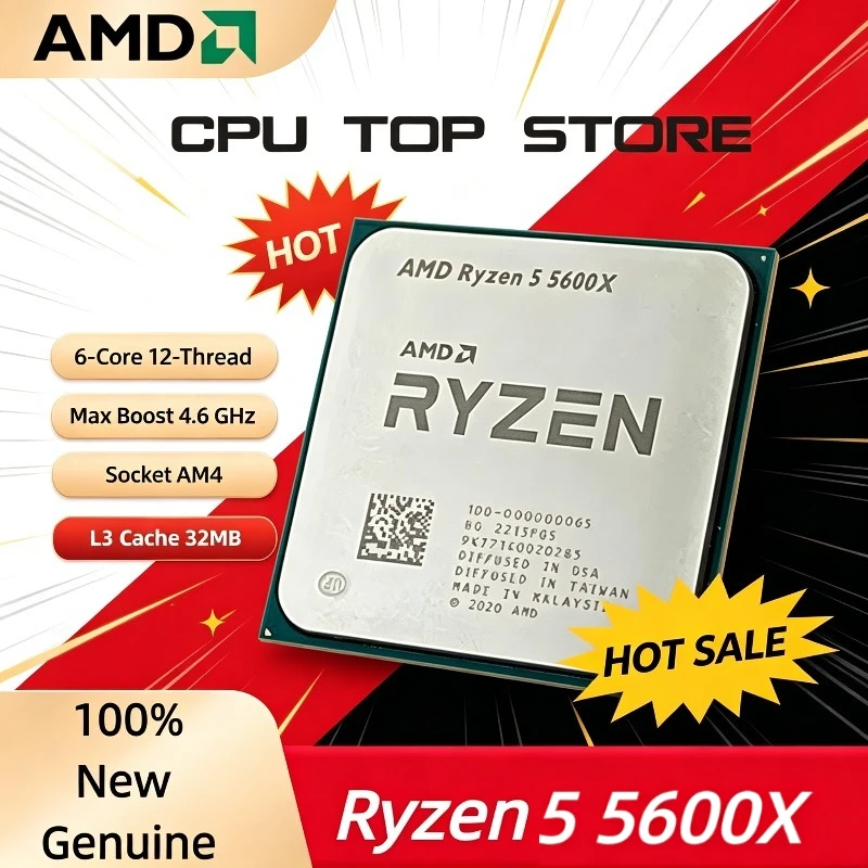 AMD Ryzen 5 5600X AMD R5 5600X 4.6GHz CPU 6-Core 12-Thread Unlocked Desktop Processor Socket AM4 Gaming CPU