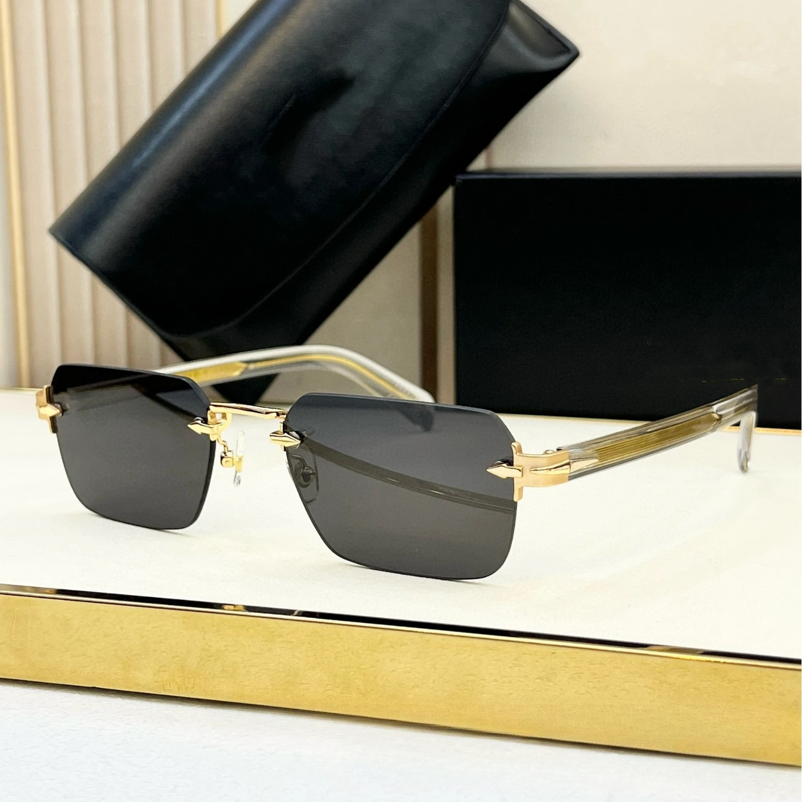 المصمم الأصلي DB7116 نظارات شمسية رجالية جديدة يابانية مطلية بالمعدن بدون إطار نظارات شمسية عصرية للأعمال