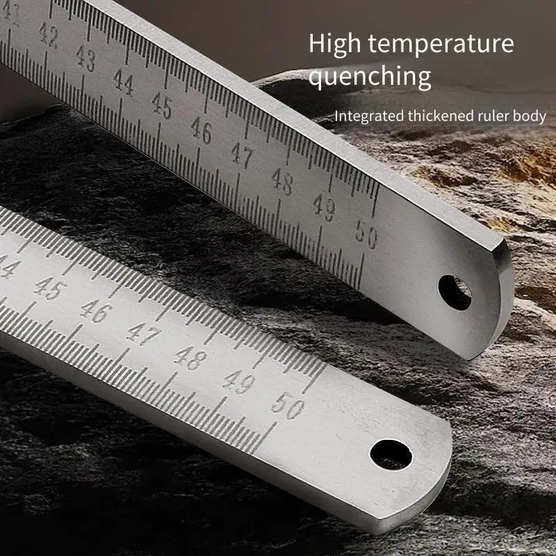 Dual-Purpose Stainless Steel Ruler -50cm / 20inch Professional Measuring Tool & Emergency Window-Breaking Lifesaver
