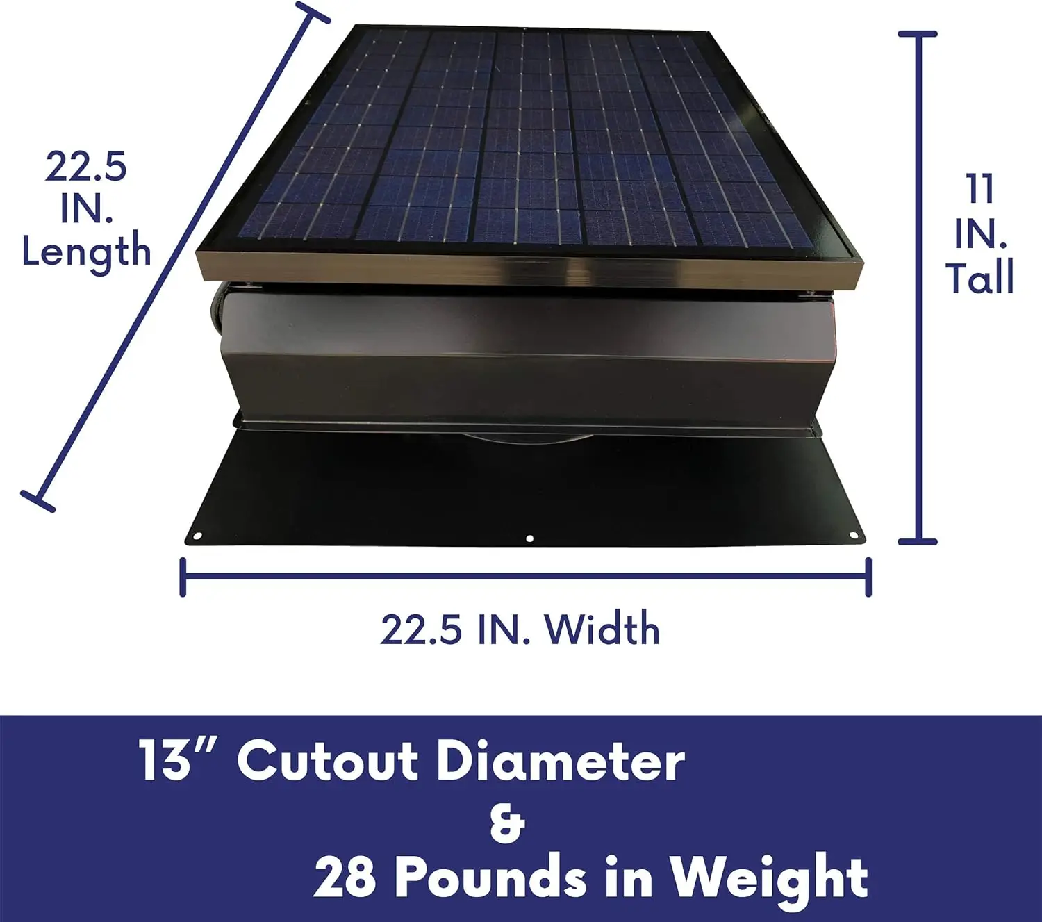 

30 Watt Solar Attic Fan - Includes 110V adapter for auto-run night time operation