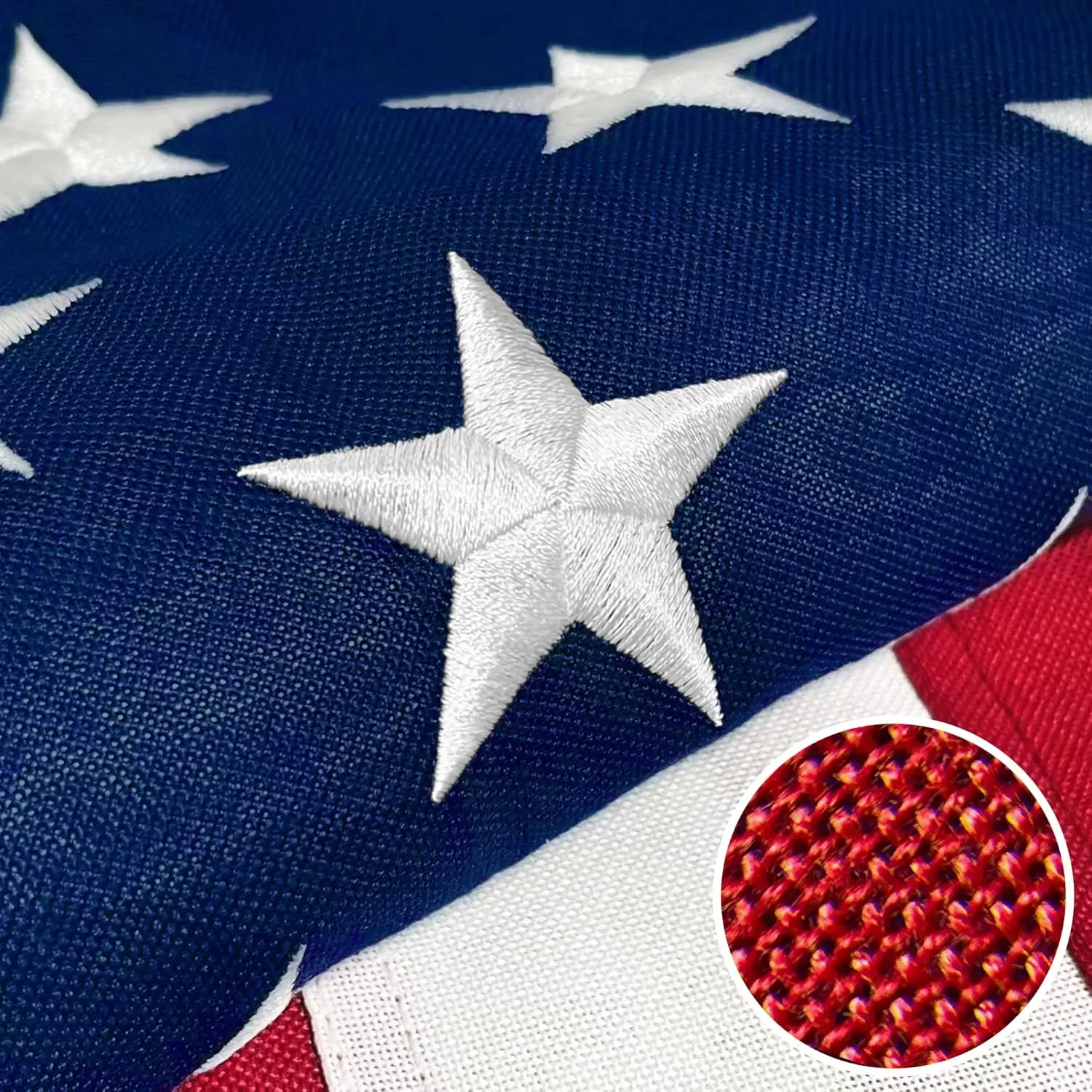 

Флаг США премиум-класса 5x8 футов для использования на улице, устойчивый к разрывам, сверхпрочный, с вышитыми звездами и пришитыми полосами