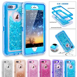 Glitter 3D Bling Sparkle Flowing Quicksand Liquid Transparent Shockproof Case For iPhone 14 13 Pro 12 Mini 11 15 Pro Max XR