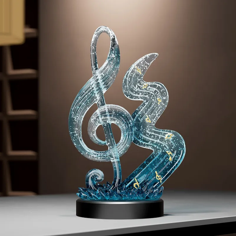 Modern Imitation Crystal Musical Note Statuette Ornaments,Living Room Foyer Wine Cabinet Desktop Art Decorations Gift