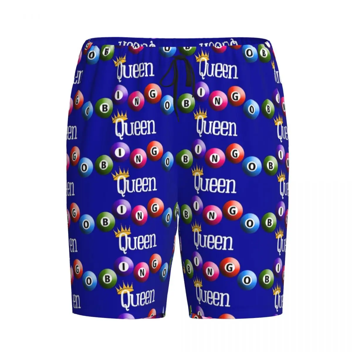 Custom Printed Men Bingo Queen Pajama Bottoms Paper Game Sleepwear Pjs Sleep Shorts with Pockets