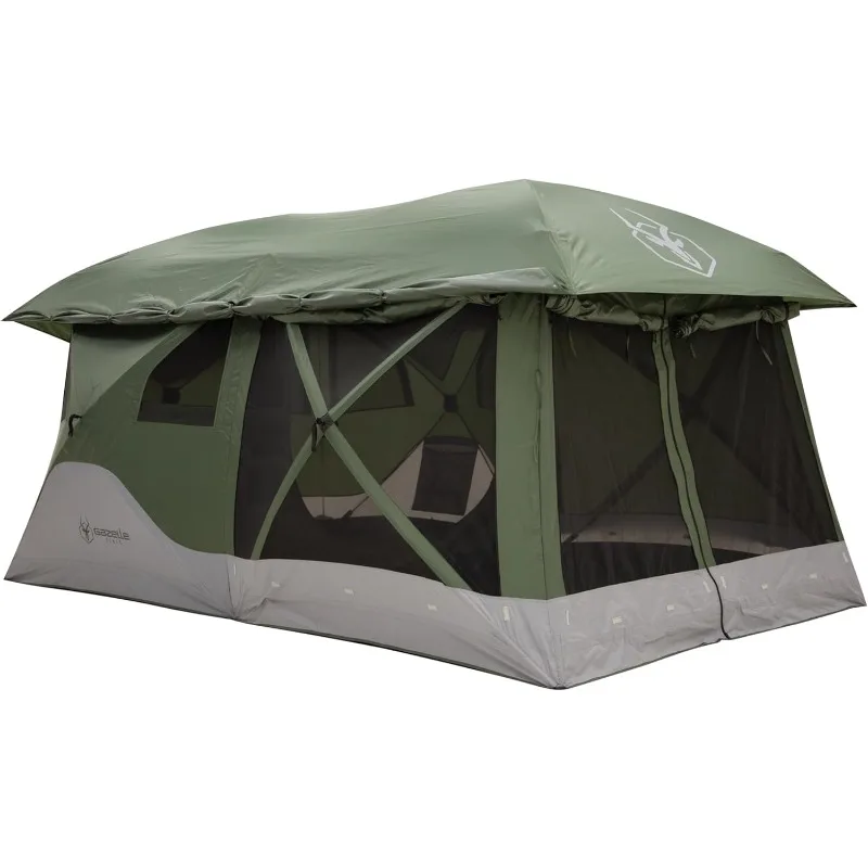 Gazelle Tents™, T4 Tandem Hub Tent, Easy 90 Second Set-Up, Waterproof, UV Resistant, Convertible Screen Room, Removable Floor,