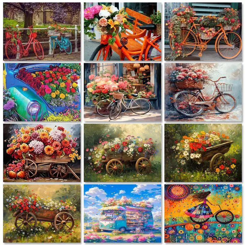 

GATYZTORY Painting By Numbers Frame Flower Car 60x75cm DIY Oil Paints Kits Drawing On Canvas Home Room Decor Wall Artwork