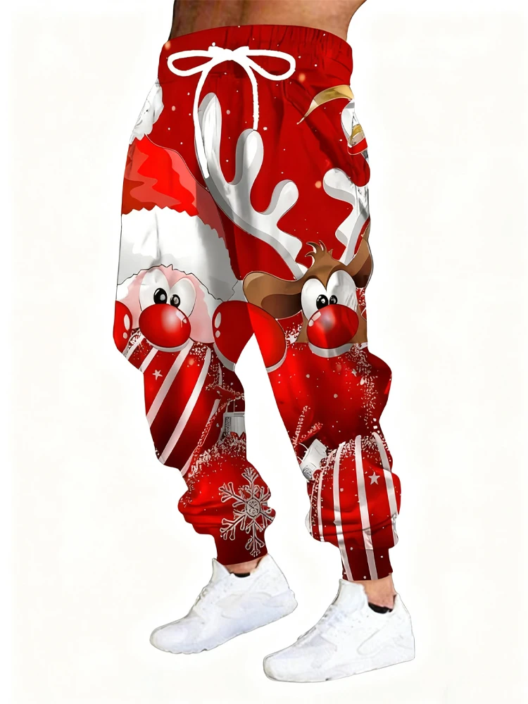 جديد الرجال ثلاثية الأبعاد عيد الميلاد نمط طباعة سراويل تقليدية في الهواء الطلق تنفس السراويل الرياضية أنيق الرباط الشارع الشهير بنطلون رجالي Cu #1