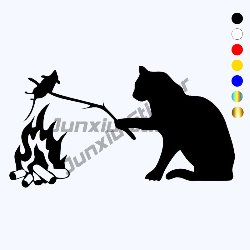 

Vinyl Car Sticker Cat Fries A Mouse Waterproof Cool Waterproof Removable Decal Self-adhesive Car Auto Sticker