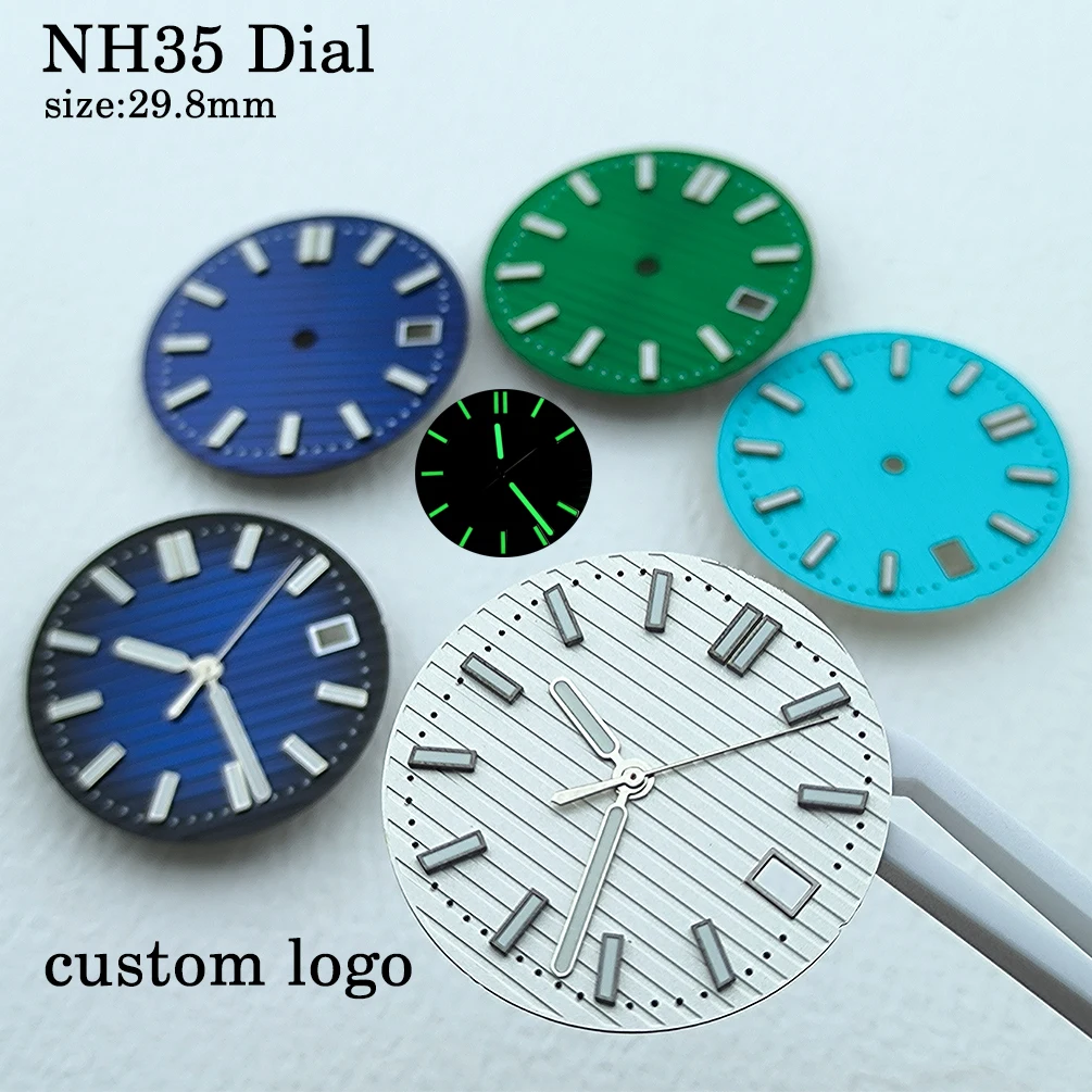 NH35 watch dial 29.8mm men's watch accessories custom logo illuminated dial suitable for NH35 movement