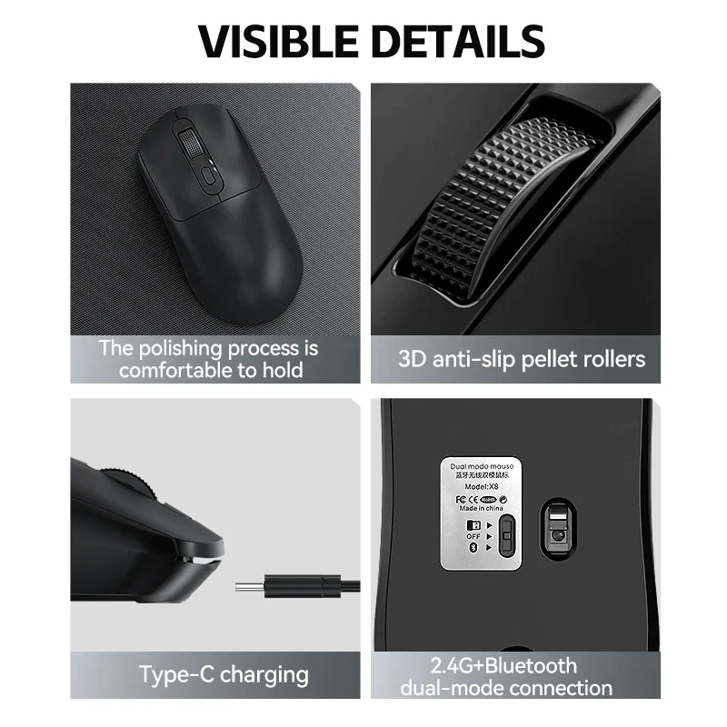 Warvank X8 Wireless Gaming Mouse 500 MAh TYPE-C Rechargeable Office Mouse Suitable for Laptop Desktop Computers