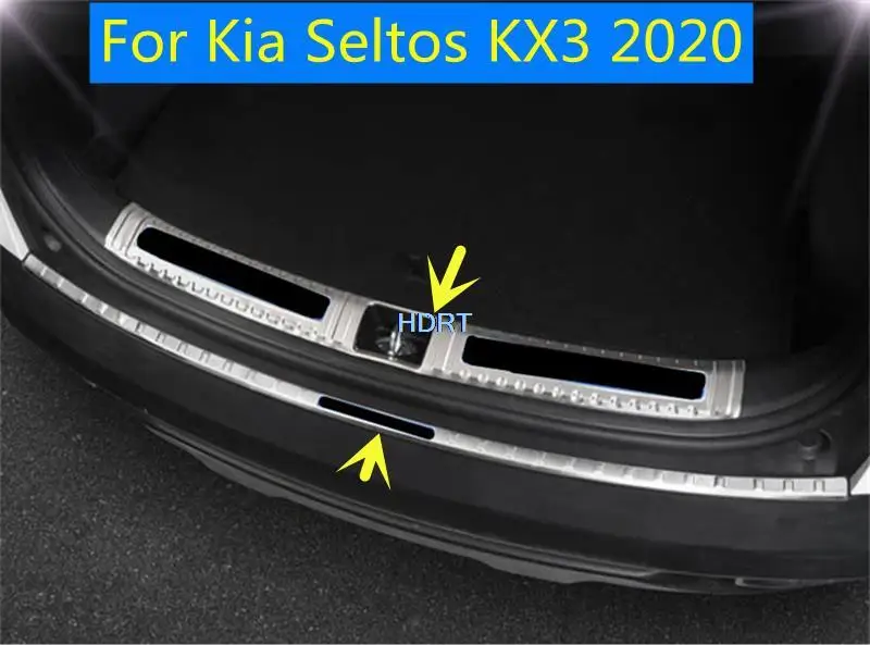 

For Kia Seltos KX3 2020 2021 2022 Car Accessories Stainless Steel Rear guard Trunk Scuff Plate Door Sill Cover Molding Garnish