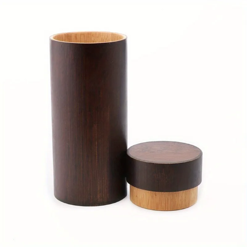 

Cylindrical Bamboo Wood Spectacle Case Retro Bamboo Spectacle Case Natural Bamboo Color Storage Box Moisture-proof