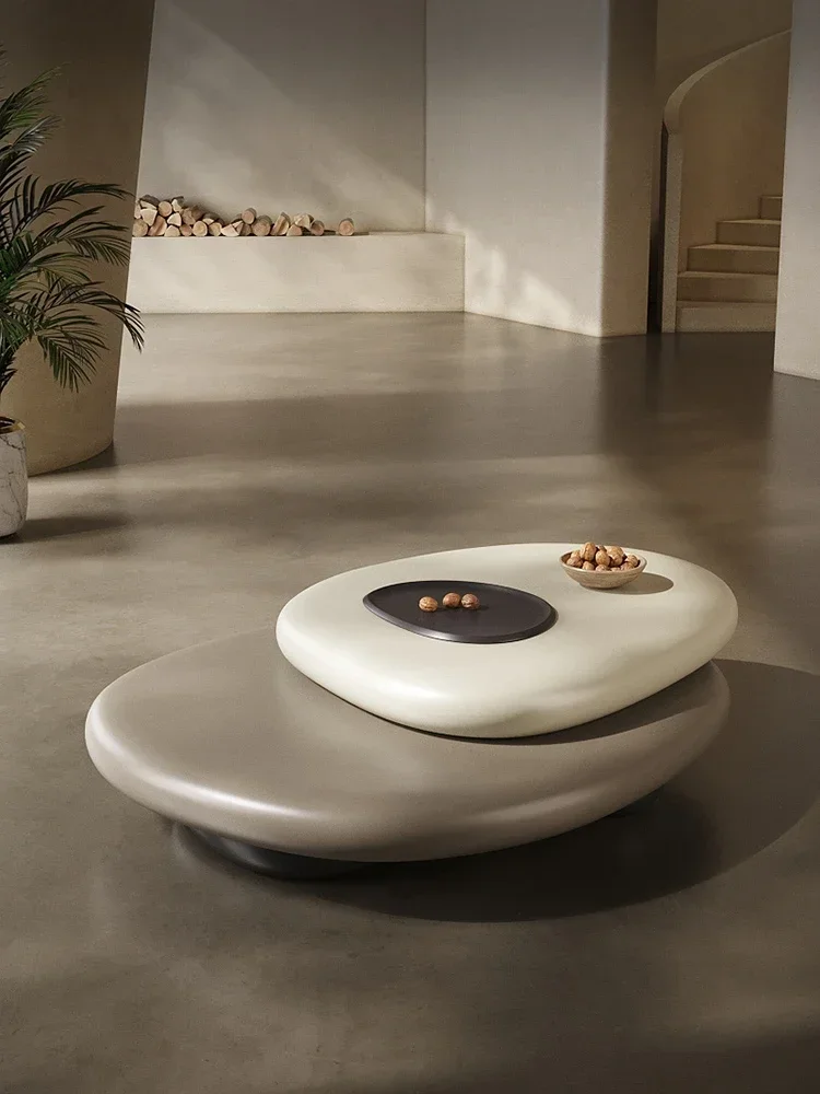 Italian Pebble Rotating Coffee Table Large and Small Apartment Type Nordic Special-Shaped Minimalistic Creative Coffee Table