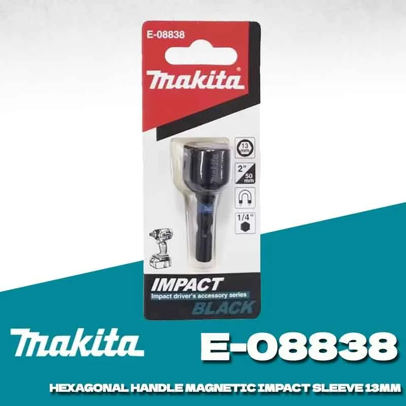 Makita E-08838 Tool Accessories, 13X50MM Hexagonal Handle Fixed Drill Bit Holder, Impact Black Magnetism Socket Bits Durable